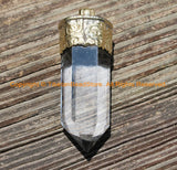 LARGE Himalayan Tibetan Luxe Crystal Quartz Point Pendant with Carved Lotus Floral Tibetan Brass Cap Tibetan Crystal Pendant - WM6204