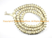 10mm Size White Bone Mala Prayer Beads with Brass Inlays - Tibetan Prayer Beads - Tibetan Mala - Mala Making Supplies - PB72B - TibetanBeadStore