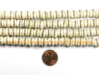 10 BEADS 10mm Size Tibetan White Bone Beads with Brass Inlays - Ethnic Tribal Tibetan Bone Beads - LPB72B-10