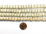 20 BEADS 10mm Size Tibetan White Bone Beads with Brass Inlays - Ethnic Tribal Tibetan Bone Beads - LPB72B-20