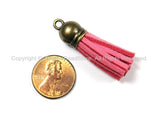 Mini Suede Tassels, Fringe Tassels, Tassel Charms, Jewelry Tassels, Small Tassels, Bronze Capped Fringe Tassels- TibetanBeadStore - T151-1