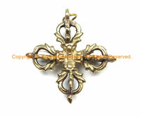 Tibetan Brass Double Vajra Pendant - Double Dorje Buddhist Charm Pendant - Handmade Ethnic Nepal Tibetan Jewelry - WM7100
