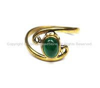 Nepal Tibetan Green Onyx Brass Ring (SIZE 8) Handmade Nepal Ring Nepalese Tibet Ring TibetanBeadStore Tibetan Jewelry- R254-8