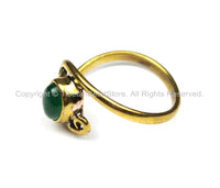 Nepal Tibetan Green Onyx Brass Ring (SIZE 8) Handmade Nepal Ring Nepalese Tibet Ring TibetanBeadStore Tibetan Jewelry- R254-8