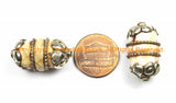 4 Beads - Tibetan Ethnic Naga Conch Shell Beads with Tibetan Silver Caps & Brass Wires - Tibetan Beads - B3100-4