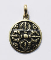 Tibetan Double Vajra Dorje Brass Pendant - Tibetan Charm Amulet Pendant - Ethnic Handmade Yoga Buddhist Jewelry - WM3581-1