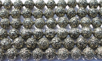 1 BEAD - Tibetan Repousse Animals Filigree Tibetan Silver Metal Bead - Birds, Fish, Frog, Floral - Ethnic Tibetan Beads - B1886-1