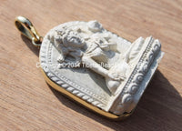 Tibetan White Chenrezig Buddha Pendant - Chenrezig Avalokiteshvara Buddha - Ethnic Artisan Handmade Yoga Meditation Jewelry - WM3023W