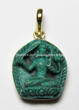 Tibetan Green Manjushri Buddha Pendant - 22mm x 37mm - Bodhisattva Manjusri Manjushri Buddha Pendant - Artisan Handmade Jewelry - WM3662