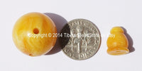 5 SETS Tibetan Amber Copal Resin Guru Bead Sets - Guru Beads & Bead Caps - 18mm - Mala Making Supplies - GB30-5