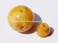 5 SETS Tibetan Amber Copal Resin Guru Bead Sets - Guru Beads & Bead Caps - 18mm - Mala Making Supplies - GB30-5