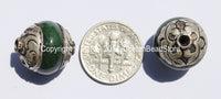 92.5 Sterling Silver Capped Jade Tibetan Bead - B2010-1