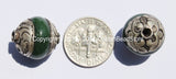 92.5 Sterling Silver Capped Jade Tibetan Bead - B2010-1