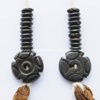 Tibetan Floral Carved Bone Mala Counter Set - Prayer Bead Mala Making Supplies - T60B