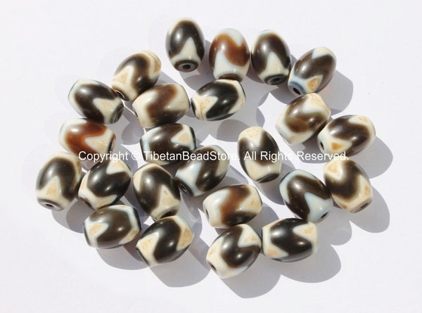 1 BEAD - Tibetan Dzi Bead - Ethnic Tribal Tibetan Etched Agate Stone Dzi Zee Zi Beads - B2724-1