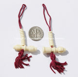 Tibetan Mala Counter Carved White Bone Bell & Vajra Set - Prayer Bead Mala Making Supplies - T50W
