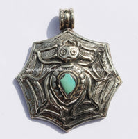 Tibetan Spider Pendant with Turquoise Inlay - Handmade Ethnic Tribal Tibetan Jewelry Pendant - WM5271