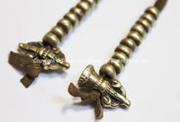 Tibetan Antiqued Brass Bell & Vajra Mala with Leather Cords Prayer Beads Mala Counter Set - Buddhist Mala Counters -  Tibetan Counters -T88B