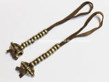 Tibetan Antiqued Brass Bell & Vajra Mala with Leather Cords Prayer Beads Mala Counter Set - Buddhist Mala Counters -  Tibetan Counters -T88B