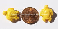 4 BEADS - Yellow Howlite Carved Turtle Charm Beads - Swimming Turtle Bead Charms - Charms, Beads, Findings - Small Turtle Beads - B2742-4