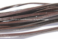 3mm Flat Dark Coffee Color Leather Cord 1/8th inch (2 YARDS) - Leather Cord for Necklace and Bracelets - TibetanBeadStore - C32-2