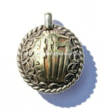Reversible Tibetan Kalachakra Mantra Filigree Brass Pendant - TibetanBeadStore Tibetan Beads, Charms, Pendants, Jewelry - WM771