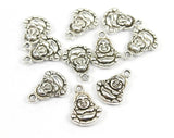 10 Pieces - Small Antiqued Silver Tone Laughing Buddha Reversible Charms - Silver Color Seated Laughing Buddha Charms & Findings- WM5690-10 - TibetanBeadStore