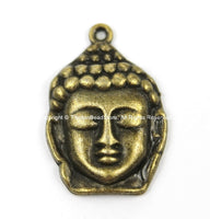 2 CHARMS Antiqued Brass Tone Buddha Face Charms Pendants- Antiqued Brass Buddha Face Head Charms - TibetanBeadStore Charms- WM5689-2
