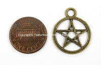 5 CHARMS Antiqued Bronze Tone Star Disc Charms Pendants- Antiqued Bronze Tone Star Charms - TibetanBeadStore Charms & Findings- WM5684-5