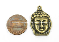2 CHARMS Antiqued Brass Tone Buddha Face Charms Pendants- Antiqued Brass Buddha Face Head Charms - TibetanBeadStore Charms- WM5689-2