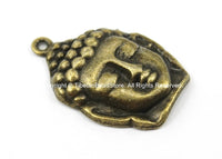2 CHARMS Antiqued Brass Tone Buddha Face Charms Pendants- Antiqued Brass Buddha Face Head Charms - TibetanBeadStore Charms- WM5689-2