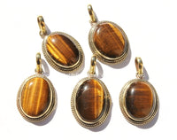 Himalayan Tigers Eye Gemstone Inlay Nepal Tibetan Pendant- TibetanBeadStore Tibetan Beads, Pendants, Jewelry - WM5635S