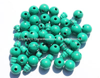5 SETS - Turquoise Tibetan Guru Bead Sets - 9mm-10mm size Howlite Turquoise 3 Hole Guru Beads - Tibetan Prayer Mala Making Supply- GB36-5