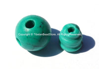 5 SETS - Turquoise Tibetan Guru Bead Sets - 9mm-10mm size Howlite Turquoise 3 Hole Guru Beads - Tibetan Prayer Mala Making Supply- GB36-5