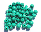 1 set - Turquoise Tibetan Guru Bead Set - 9mm-10mm size Howlite Turquoise 3 Hole Guru Beads - Tibetan Prayer Mala Making Supply - GB36-1
