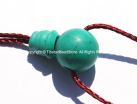 10 SETS Turquoise Tibetan Guru Bead Sets - 9mm-10mm size Howlite Turquoise 3 Hole Guru Beads - Tibetan Prayer Mala Making Supply- GB36-10 - TibetanBeadStore