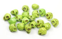 4 BEADS Green Howlite Turquoise Skull Beads - TibetanBeadStore Tibetan Beads, Pendants & Jewelry - B2902G-4