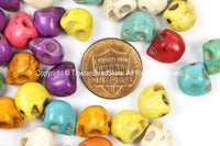 4 BEADS Small Mixed Colors Howlite Turquoise Skull Beads - TibetanBeadStore Tibetan Beads, Pendants & Jewelry - B2902M-4