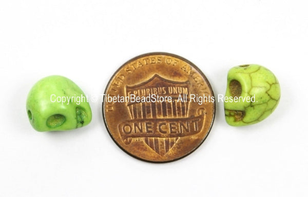 4 BEADS Green Howlite Turquoise Skull Beads - TibetanBeadStore Tibetan Beads, Pendants & Jewelry - B2902G-4