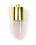 Rose Quartz Bullet Point Pendant Charm with Brass Cap & Bail- Quartz Point Pendants- TibetanBeadstore Beads, Pendants, Jewelry - WM5706