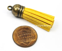 Mini Suede Tassels, Fringe Tassels, Tassel Charms, Jewelry Tassels, Small Tassels, Bronze Capped Fringe Tassels- TibetanBeadStore - T125-1
