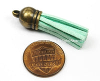 Mini Suede Tassels, Fringe Tassels, Tassel Charms, Jewelry Tassels, Small Tassels, Bronze Capped Fringe Tassels- TibetanBeadStore - T117-1