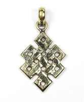 TibetanBeadStore's Custom Design Light Gold Tone Brass Endless Knot Pendant- Buddhist Yoga Charms Jewelry, Infinity Celtic Knot - WM5688B-1