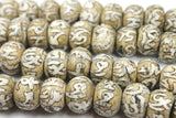4 BEADS Antiqued Ethnic Naga Conch Shell Tibetan Beads with Om Mantra Carvings- TibetanBeadStore Handmade Tibetan Jewelry - B563-4