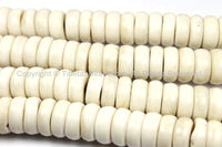10 BEADS 13mm x 5mm THICK Tibetan Flat Disc White Bone Beads - Natural Animal Bone Tibetan Disc Beads - LPB129-10