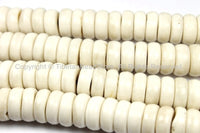 20 BEADS THICK 13mm x 5mm Tibetan Flat Disc Cream Ivory White Bone Beads - Natural Animal Bone Tibetan Disc Beads- TibetanBeadStore- LPB129-20