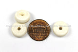 20 BEADS THICK 13mm x 5mm Tibetan Flat Disc Cream Ivory White Bone Beads - Natural Animal Bone Tibetan Disc Beads- TibetanBeadStore- LPB129-20