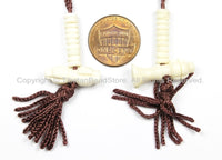 Tibetan Mala Counter Carved White Bone Bell & Vajra Set - Prayer Bead Mala Making Supplies - T50WB