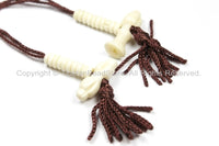 Tibetan Mala Counter Carved White Bone Bell & Vajra Set - Prayer Bead Mala Making Supplies - T50WS