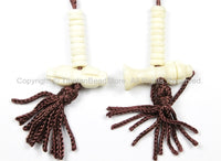 Tibetan Mala Counter Carved White Bone Bell & Vajra Set - Prayer Bead Mala Making Supplies - T50WS